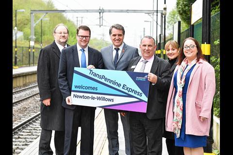TransPennine Express services will begin calling at Lea Green and Newton-le-Willows stations from May 20.